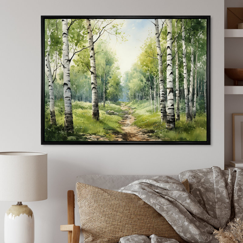 Birch Woods Silent Woods I On Canvas Print, Black Floater Framed, 24" H x 32" W x 1" D