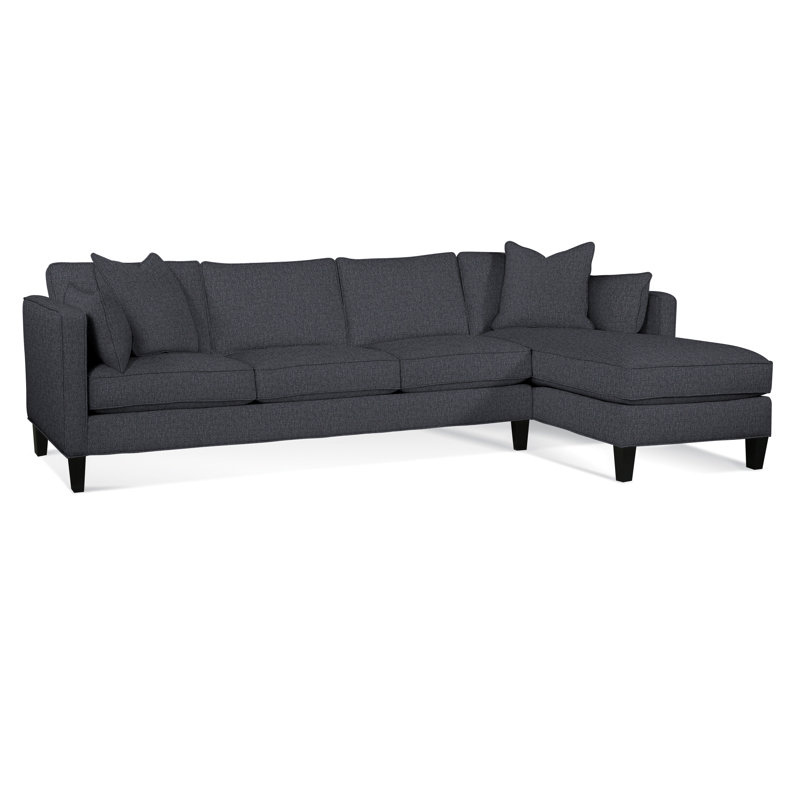 Lenox Chaise Sectional, Black, Right Hand Facing, Green Performance Fabric; 0851-54