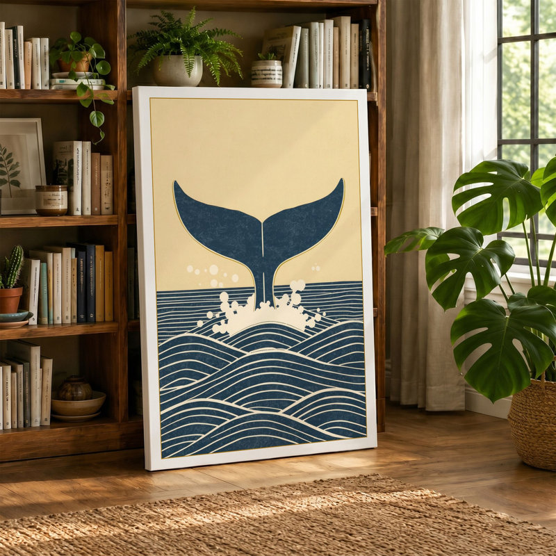 Whale Tail Rising Coastal - Wrapped Canvas, 36x24 - 91.4 x 61.0 cm, Terracotta Border