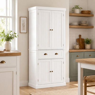 72" Kitchen Pantry Cabinet with 4 Drawer, Dining Room -White