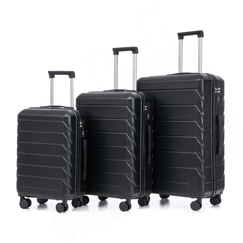 20"/24"/28" 3 Pcs/Set In ABS Spinner Wheel Luggage, Matching Colour , With Combination Lock (Black)