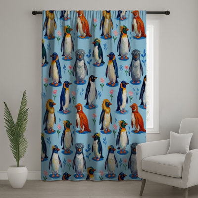 Penguins colorés, rideaux transparents et occultants - 1 panneau