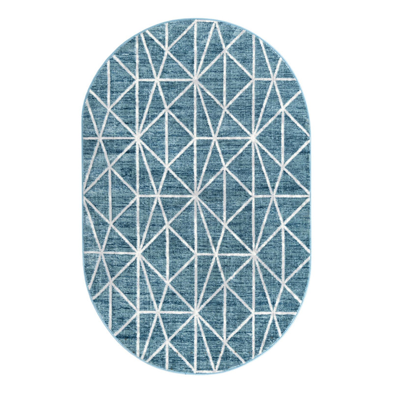 Jantsen Geometric Indoor Rug, Oval 5'3" x 8'