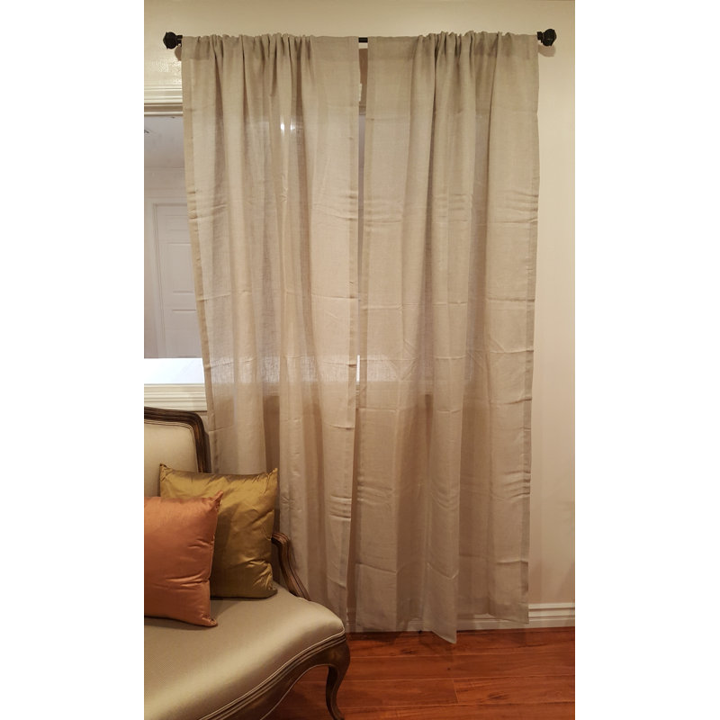 Aultman Linen Sheer Curtain Single Panel, 42" W x 96" L, Natural