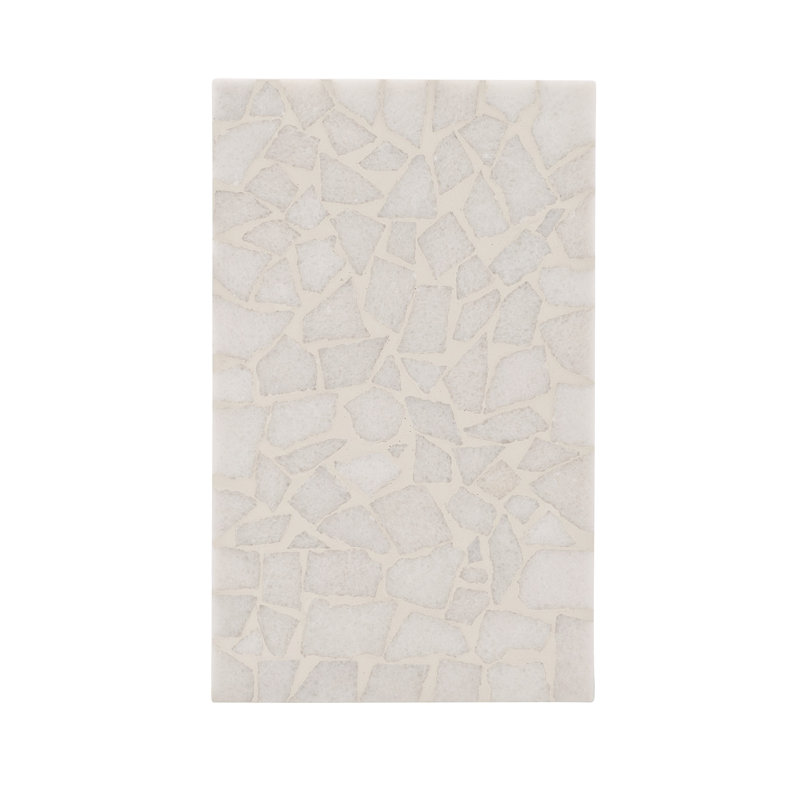 Gray Terrazzo Top Rectangular Side Table with Stainless Steel Base