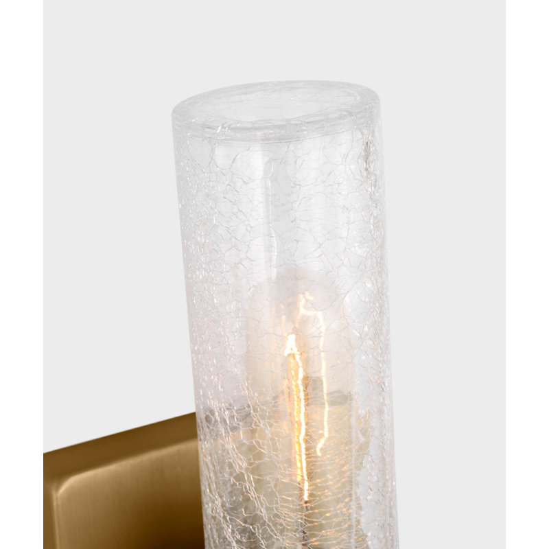 Keaton Two Light Vanity, Crackle, 16" H x 5" W x 3.63" D, Satin Brass