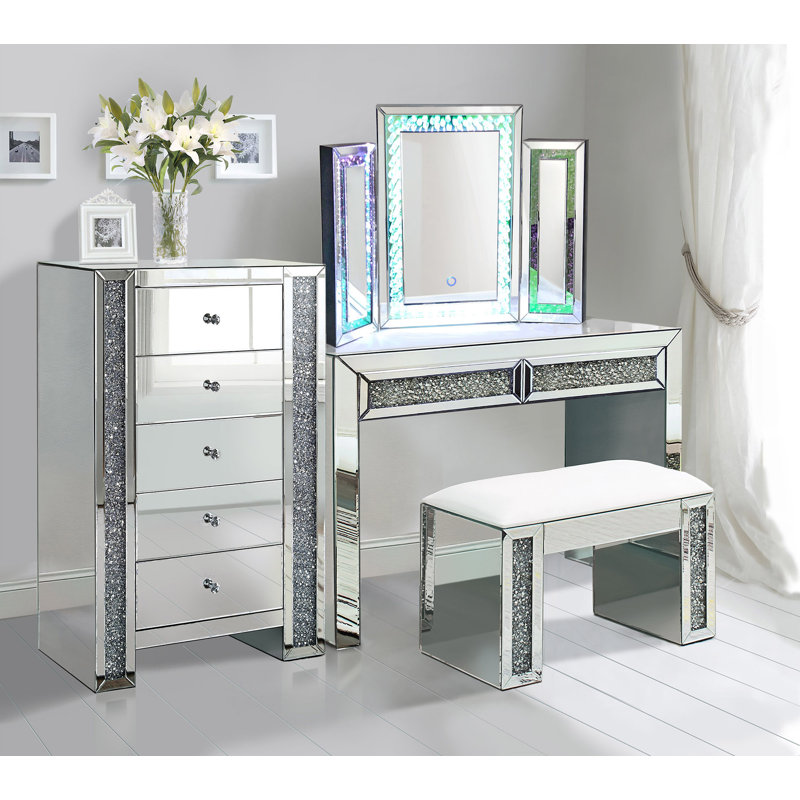 Ensemble coiffeuse et miroir Glam Diamonds