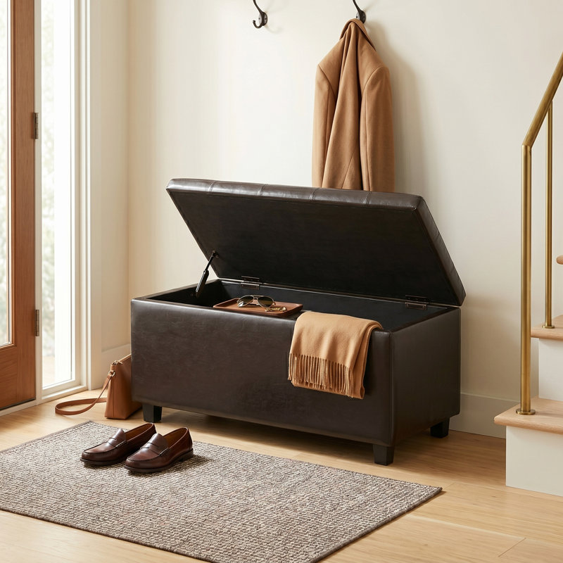 Banc repose-pieds avec rangement caché Cosmopolitan, Brun