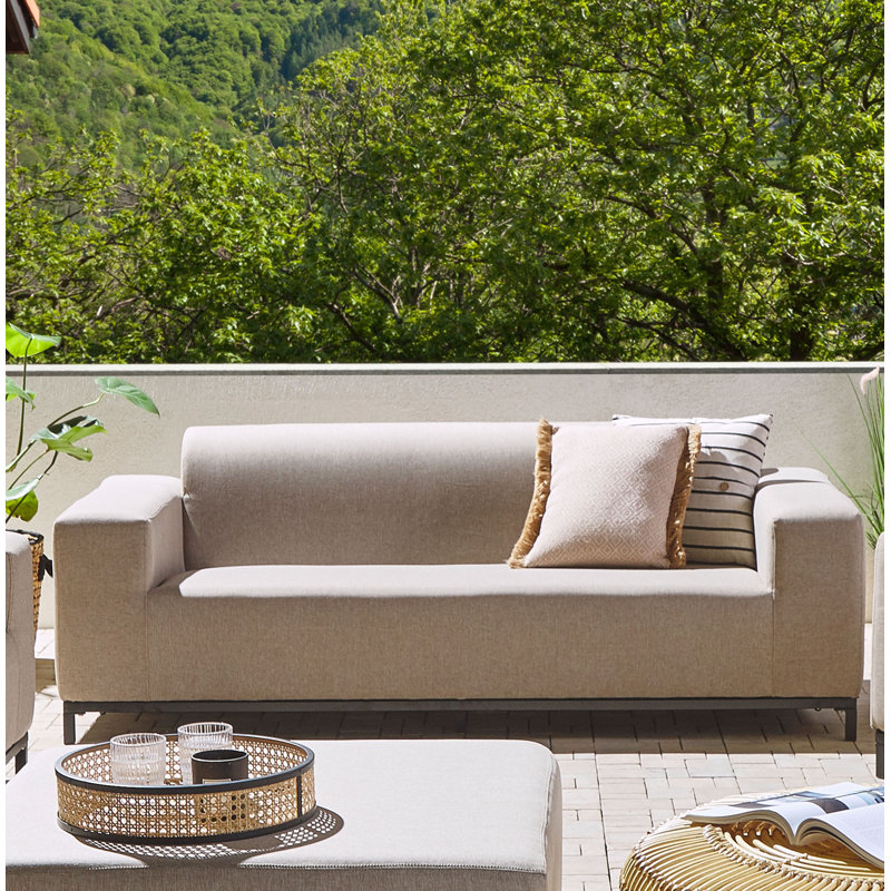 Booragoon 186cm Wide Metal Patio Sofa, Beige