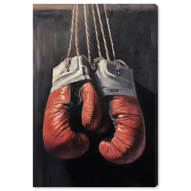 Classic Red Boxing Gloves Canvas Gallery Wrapped Poster Art, 10" x 15"