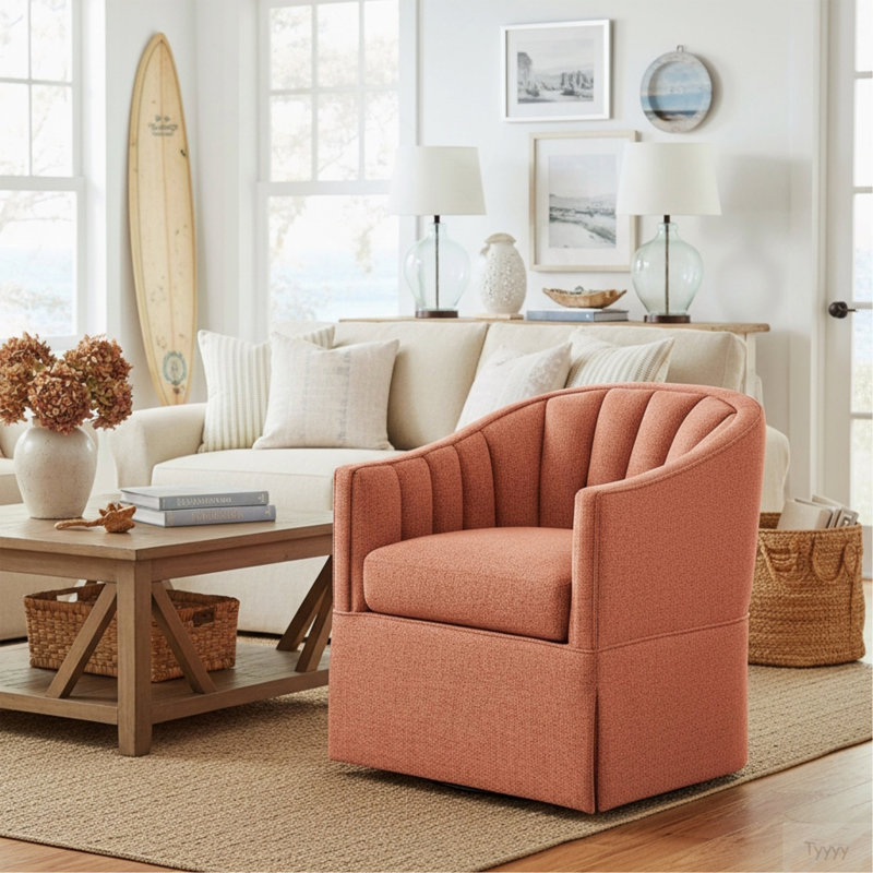 Fauteuil d'appoint pivotant avec jupe Solitude, Coral