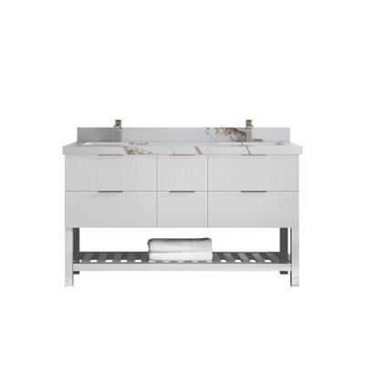 Catalina 60'' Double Bathroom Vanity with Quartz Top