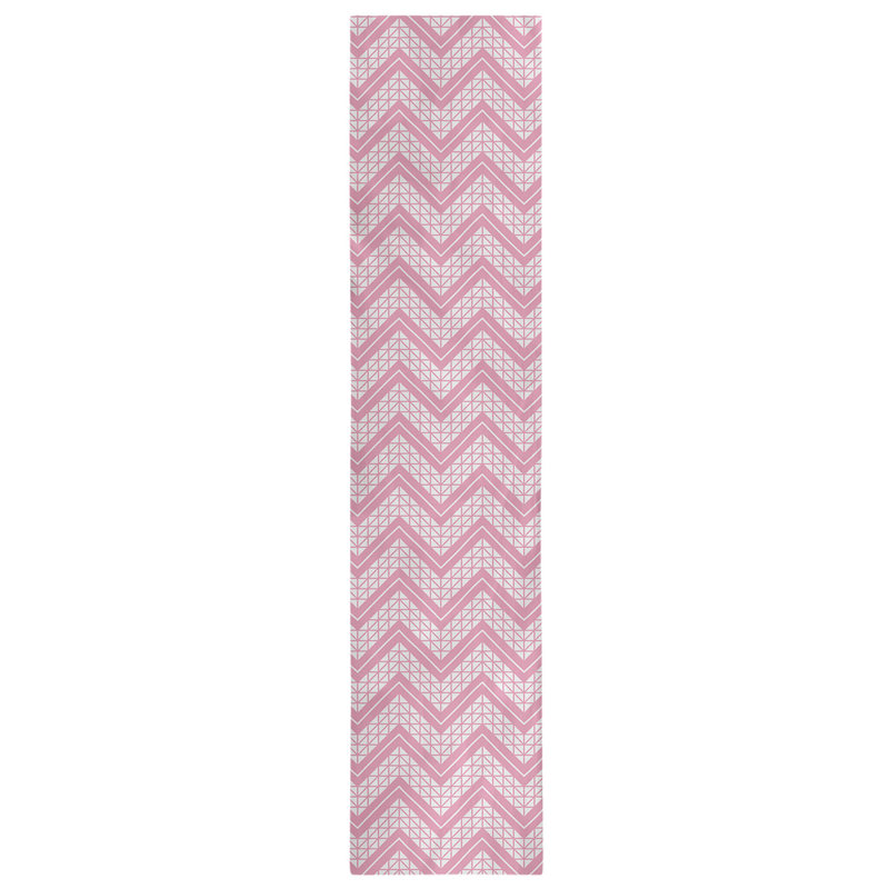 Stephenie Classic Hand Drawn Chevron Table Runner, 16" x 72", Pink