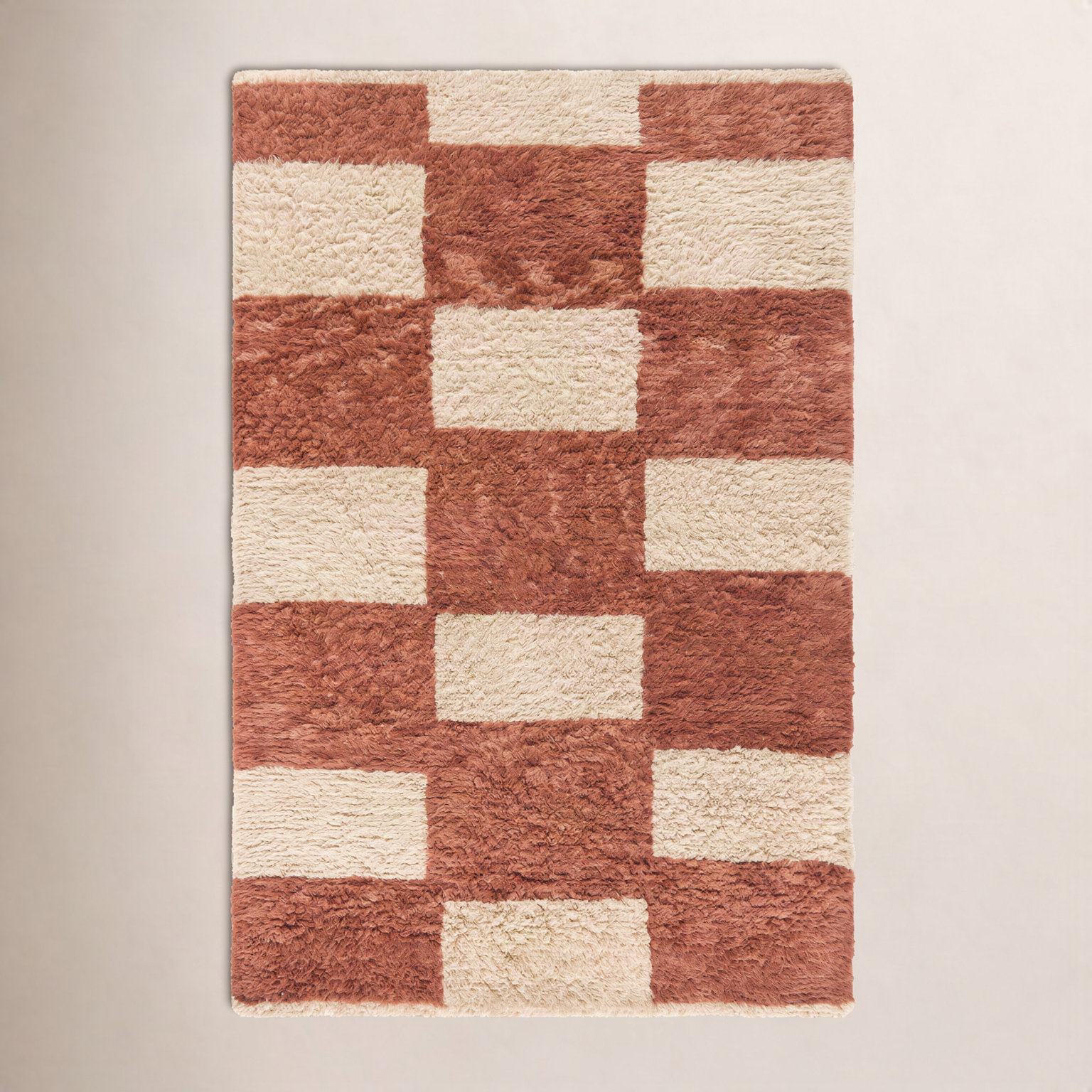Anemone Hand-Tufted Checkered Shag Rug, Rectangle 2' x 3'