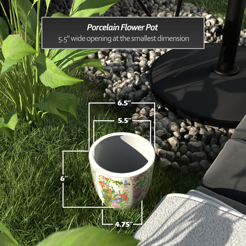 Satsuma Ceramic Planter, 6" H x 6.50" W x 6.50" D