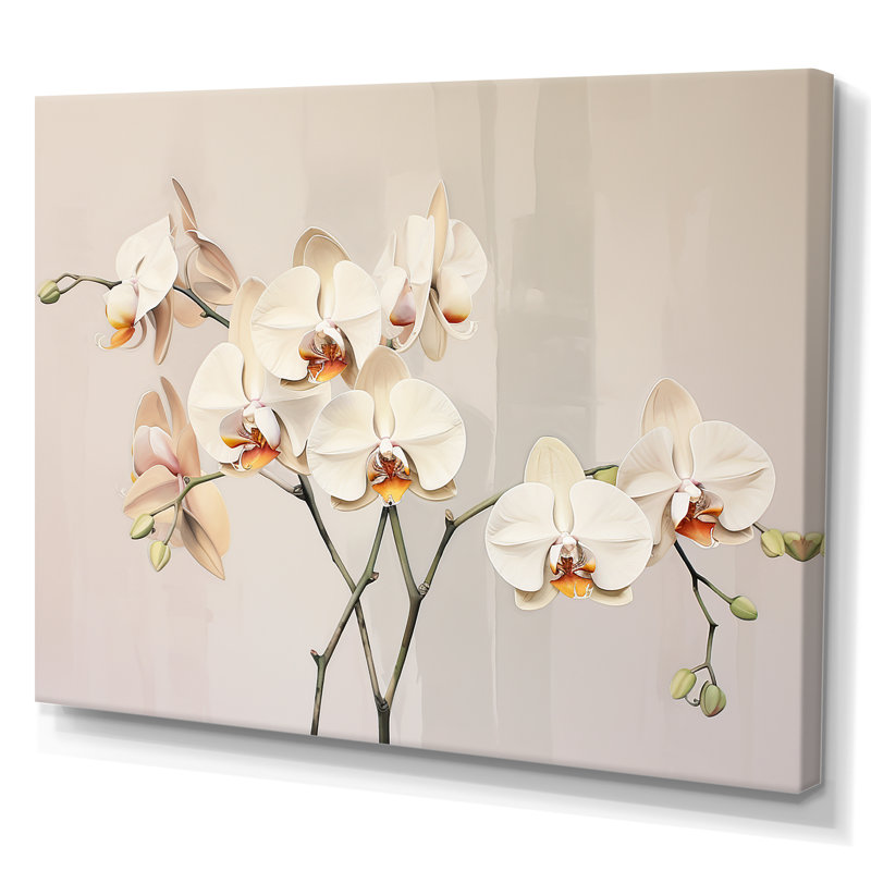 Orchidées beiges tranquillité VI sur toile, H 24 po x l 32 po x P 1 po, Toile tendue