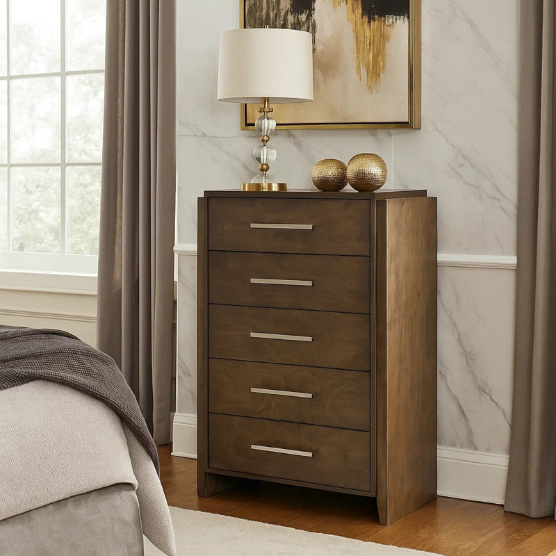 Adaire 35" W 5-Drawer Solid Wood Chest