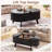 Lift Top Coffee Table with Storage, 40 Inch Modern Fluted Convertible Table with Hidden Compartments for Living Room, Black-1561644239