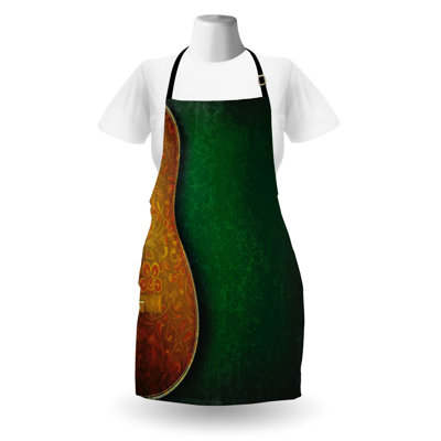 East Urban Home Guitar Apron Unisex, Floral Acoustic Pattern, Adult Size, Emerald Orange Yellow -  9D6A676AFE4342E5BB719F8E7CFFEF0B