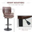 Cissell Swivel Upholstered and Faux Leather Adjustable Height Bar Stool with Steel Frame-1603632209