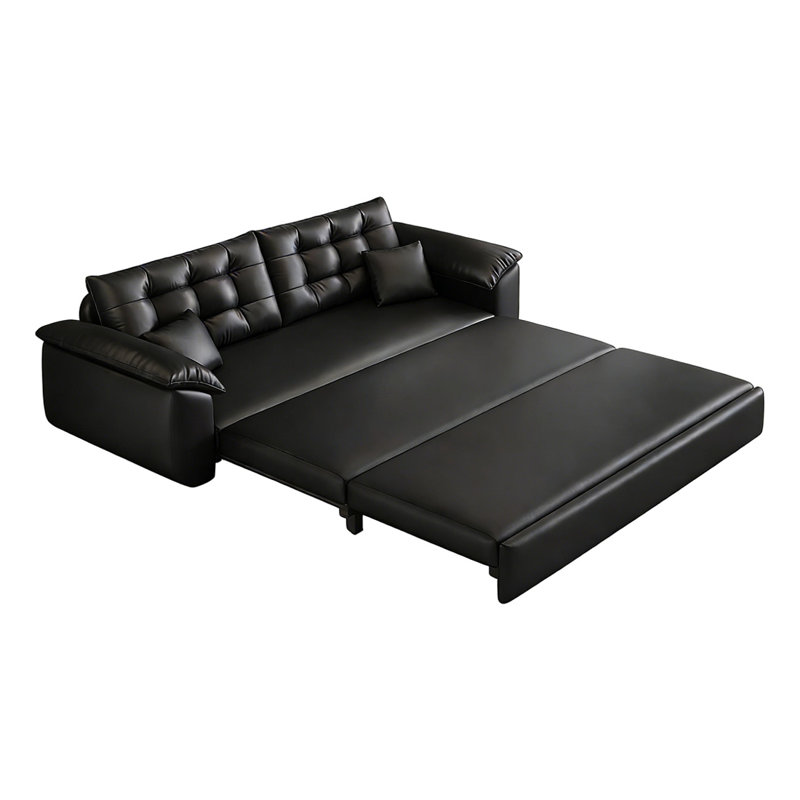 Canapé modulaire noir en similicuir, 35.43"H*94.49"L*32.28"W