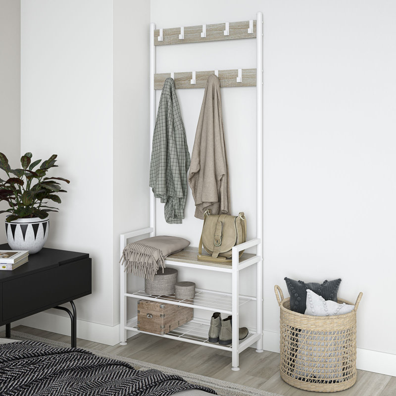 Hadfield Hall Tree with Bench and Shoe Storage, White Oak