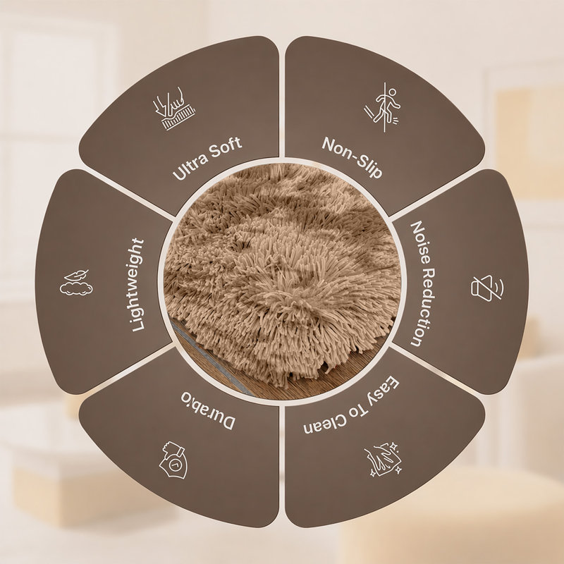 Aspire Homeware Beige Shaggy Area Rug Soft Modern Indoor Carpet, Rectangle 80cm Width X 150cm Length