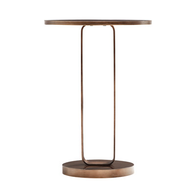 Table d'appoint ronde, bronze antique, plateau en métal de 16,08 pouces, piédestal ouvert à base ouverte unique