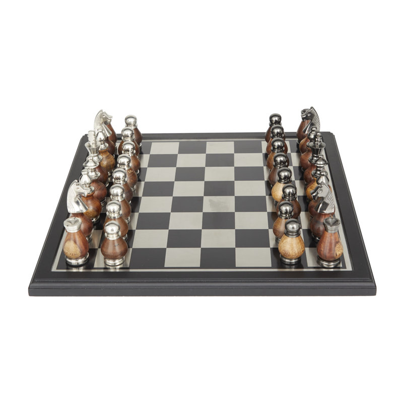 Ensemble de jeu en aluminium Neta, H 4,3 po x L 16 po x l 16 po, Brun et noir
