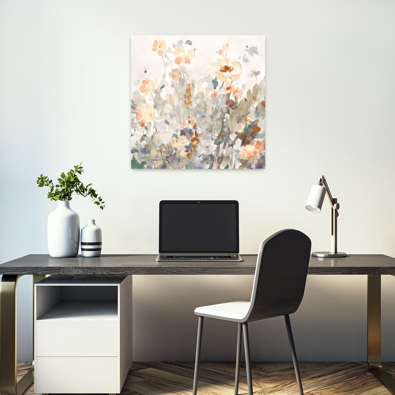 Jardin contemporain d'oasis avec art automnal bleu gris, H 18 po x l 18 po