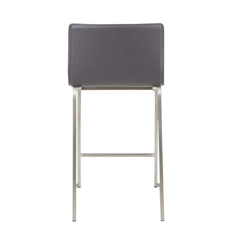 Tabouret de comptoir contemporain, Siège gris / cadre argenté