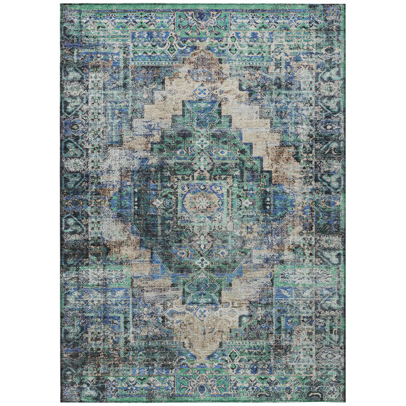 Machine Washable Indoor/Outdoor Orlando ACN2139 Global Rug, Rectangle 3' x 5'