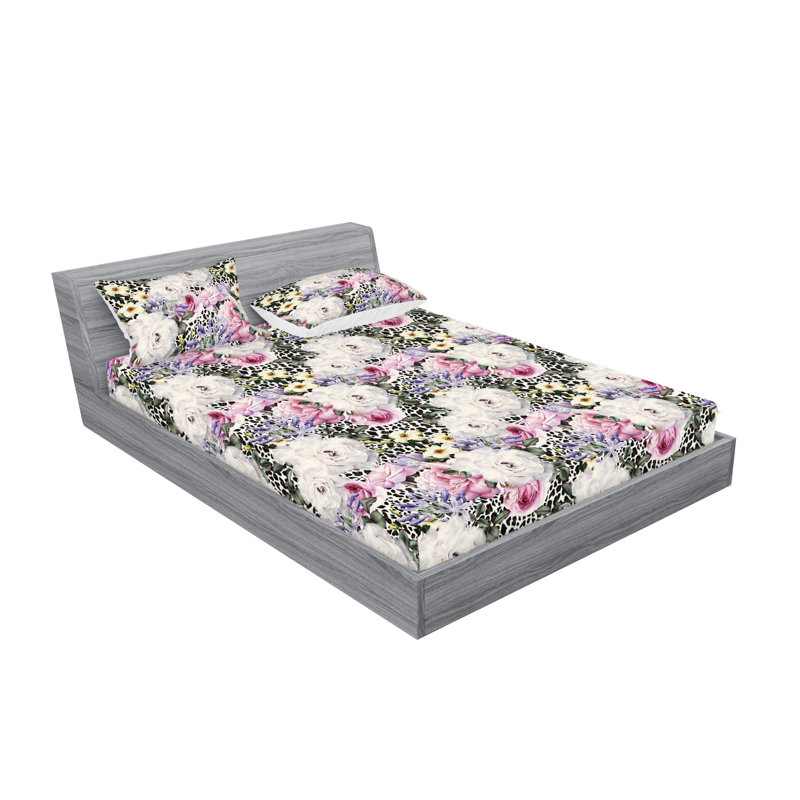 Drap-housse et taies décoratives 3 pièces Ambesonne, Ensemble de draps pour grand lit avec 2 taies d'or