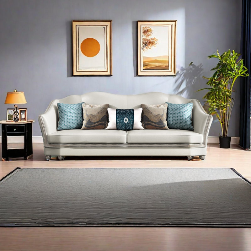 Genuine Leather Sofa, 40.1" H x 86.6" W x 37" D