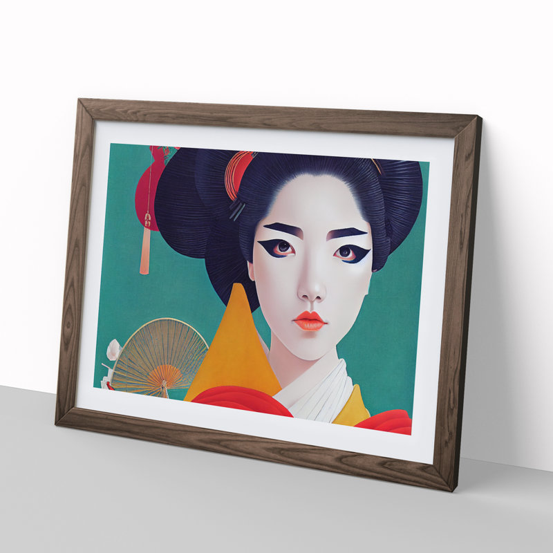 Harmonious Geisha - Single Picture Frame Print, 25cm H x 34cm W, Brown