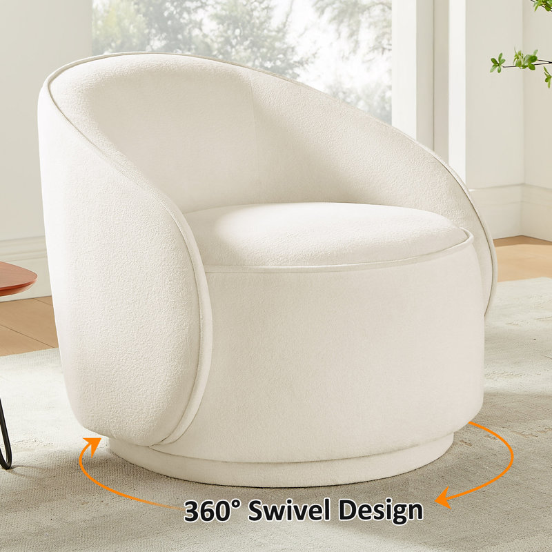 29.33’’ Upholstered Sloped-Arm Swivel Accent Chair, White