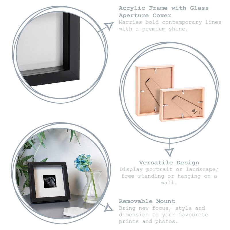Nicola Spring - 3D Box Photo Frame - 8 x 10" with 4 x 6" Mount, Light Wood/White