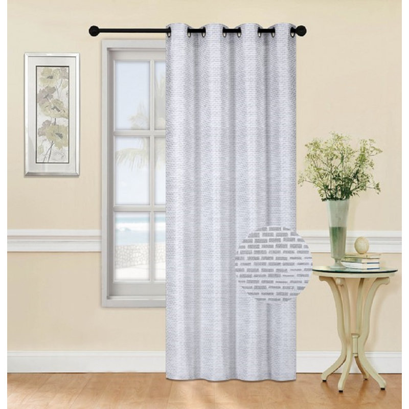 Panneau de rideau simple diaphane avec œillets, Gris / paillettes, L 54 po x L 84 po