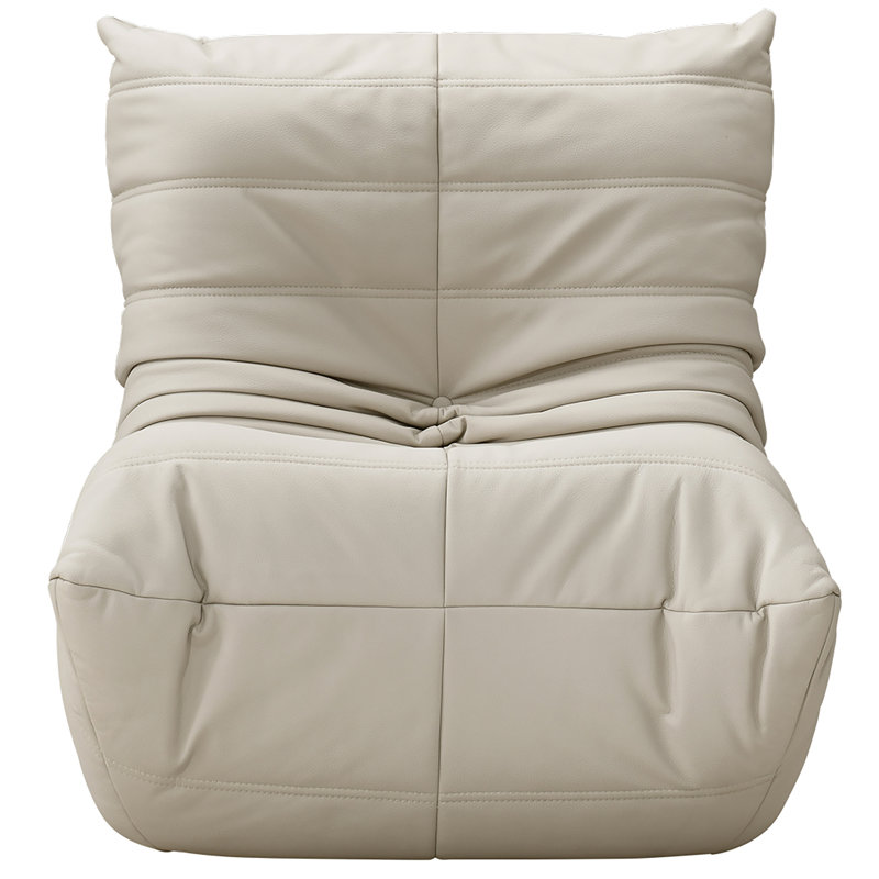 Chaise rembourrée en cuir Rachel, Cuir crème végétalien