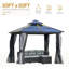 Pavillon de pavillon rigide avec toit double en polycarbonate, structure en aluminium, pavillon de jardin permanent avec filet et rideaux pour patio, jardin, cour, terrasse, pelouse