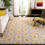 Tapis ivoire en laine tissé à plat à la main à motif géométrique Fung-1669122173