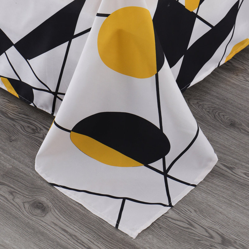 Ensemble de draps 6 pièces Polycotton, Courtepointe pour grand lit + 5 pièces supplémen, Jaune / noir
