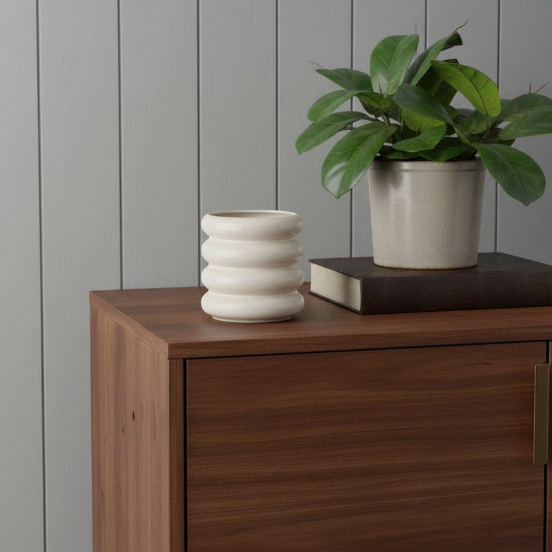 7" Cream Ceramic Cylinder Table Vase