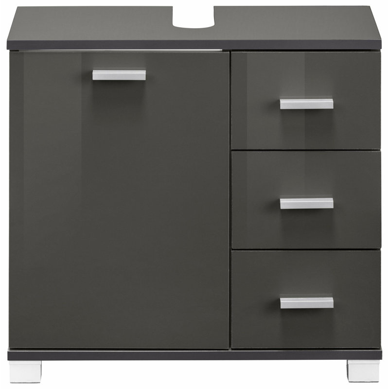 Asay Bathroom Storage Cabinet, Grey Highgloss