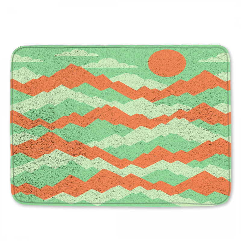 Tapis de bain Green and Orange Mountains, 24in W x 17in L