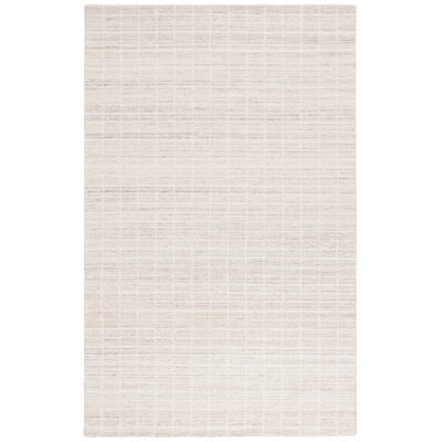 Delsin Ebony Hand Tufted Wool/Cotton Striped Rug in Ivory/Beige