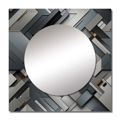 Grey Concrete Symmetry Geometric I - Modern Square Mirror For Wall Art Decor