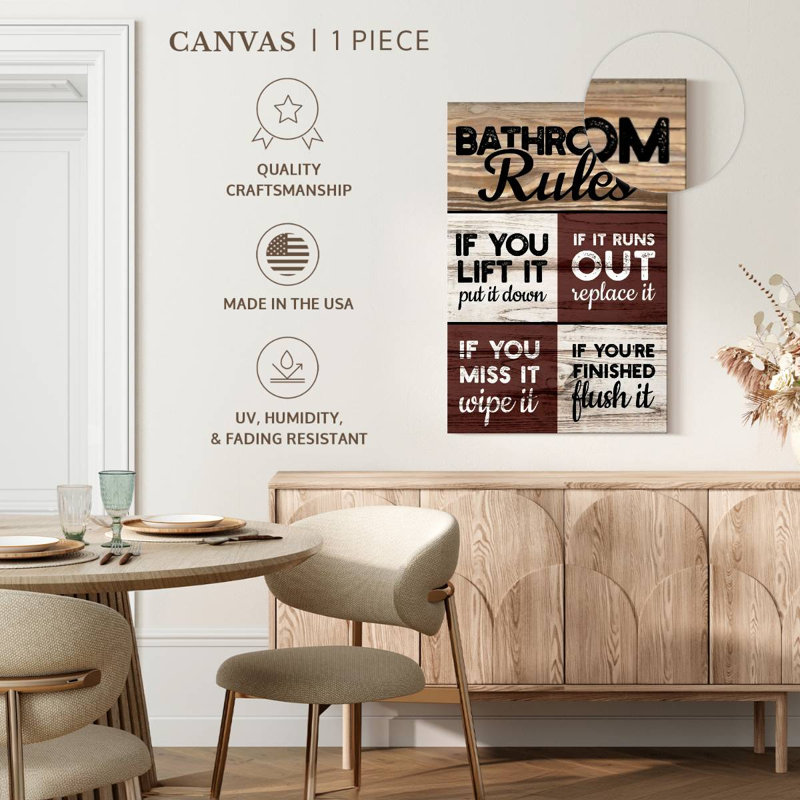 Toilette Commandements, impression sur toile, H 51 po x l 34 po x P 1,25 po