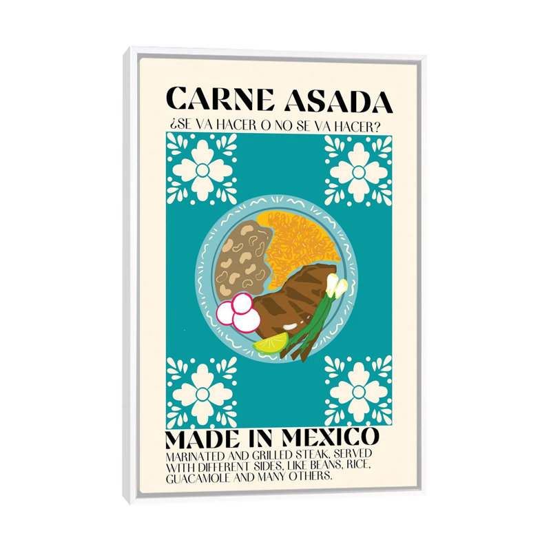 Carne Asada - reproduction d'art murale - toile encadrée, H 26 po x l 18 po, Impression encadrée flottante sans passe-partout