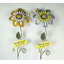 Ensemble de 2 piquets de jardin en tournesol en métal blanc et jaune Lacharite